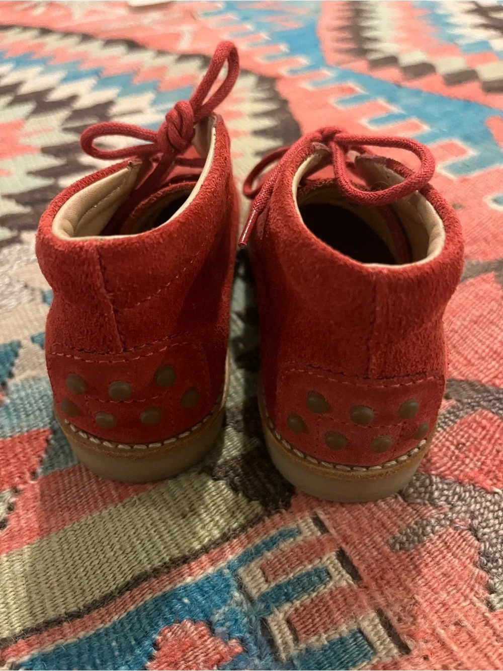 Tod's Red Suede Kids Lace-Up Boots
